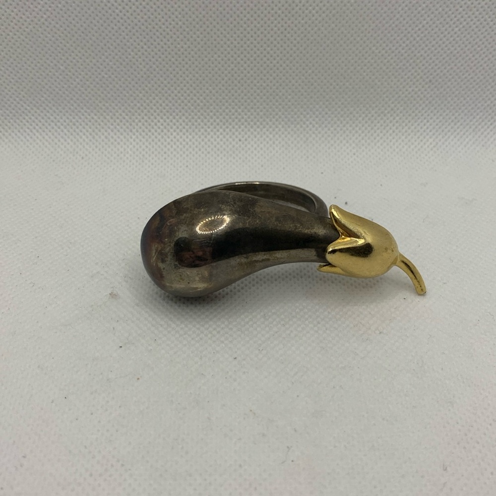 Vinatge Gold & Silver Tone Eggplant Napkin Holder